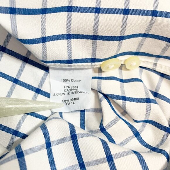 J. Crew blue white windowpane check collared long sleeve button front shirt - Picture 7 of 10